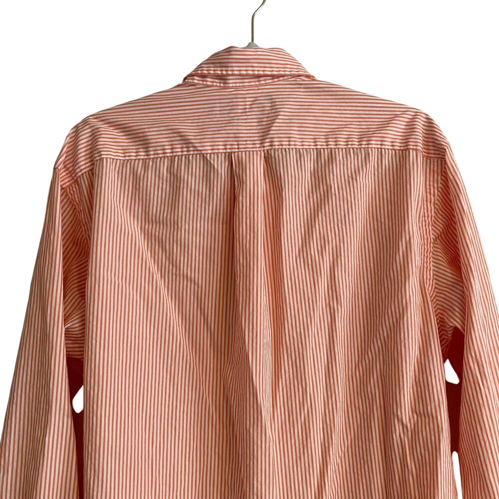 Vintage 90s Polo Ralph Lauren Orange White Stripe Custom Fit Dress Shirt Size XL - Picture 11 of 16